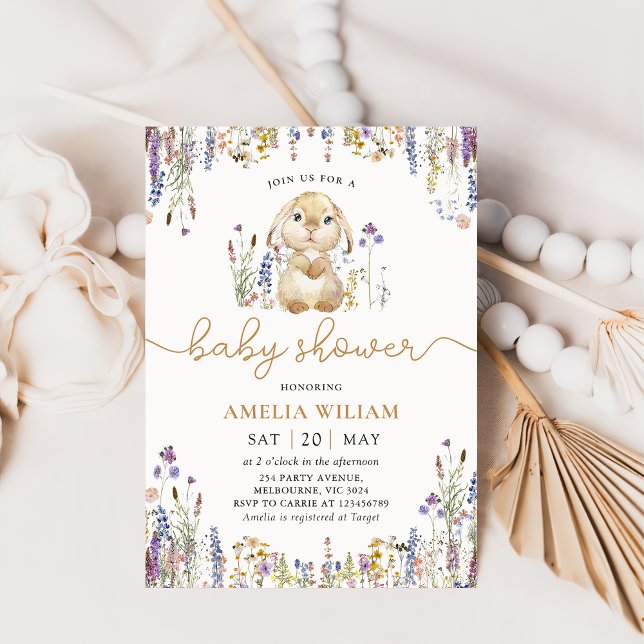 Invitación a Baby Shower de Wildflower Bunny Chica (Subido por el creador)