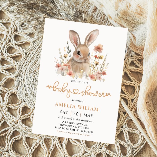 Invitación a Baby Shower de Wildflower Bunny Chica (Subido por el creador)
