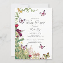 Invitación a Baby Shower de Wildflowers Butterflie
