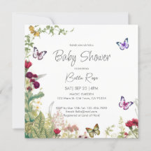 Invitación a Baby Shower de Wildflowers Butterflie
