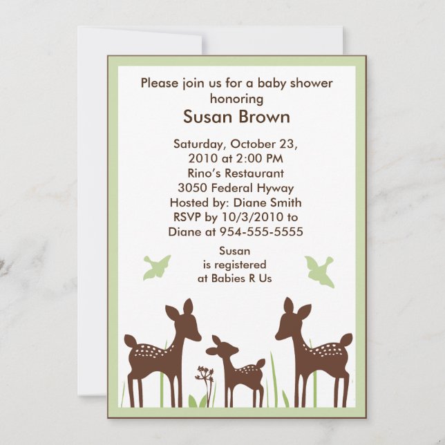 Invitación a Baby Shower de Willow Organic/Deer (Anverso)