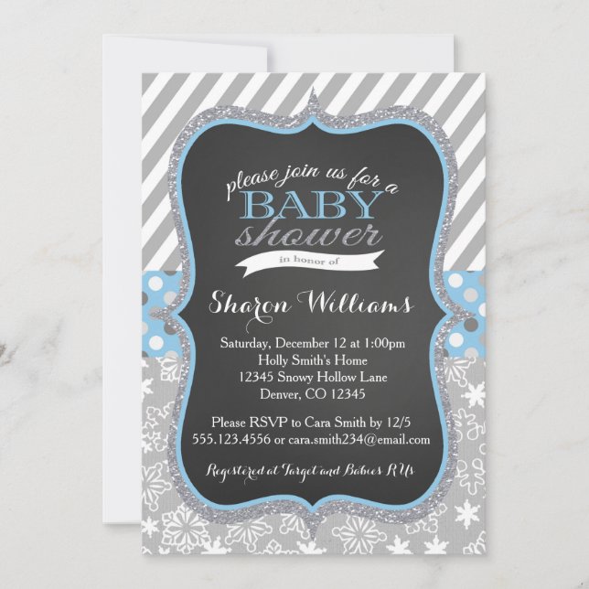Invitación a Baby Shower de Winowflake Boy (Anverso)