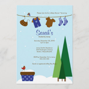 Invitación a Baby Shower de Winter Baby Boy Clothe