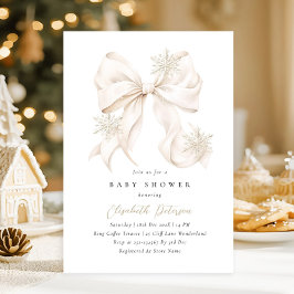 Invitación a Baby Shower de Winter Beige Bow