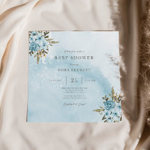 Invitación a Baby Shower de Winter Blue Floral