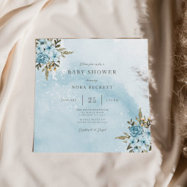 Invitación a Baby Shower de Winter Blue Floral