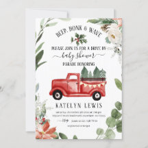 Invitación a Baby Shower de Winter Navidades Truck