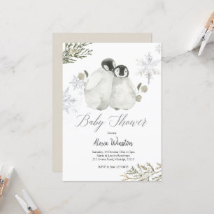 Invitación a Baby Shower de Winter Penguin Snowfla