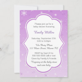 Invitación a Baby Shower de Winter Purple Snowflak