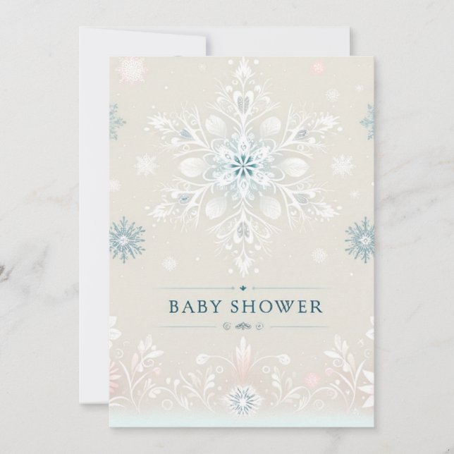 Invitación a Baby Shower de Winter Whimsy Snowflak (Anverso)