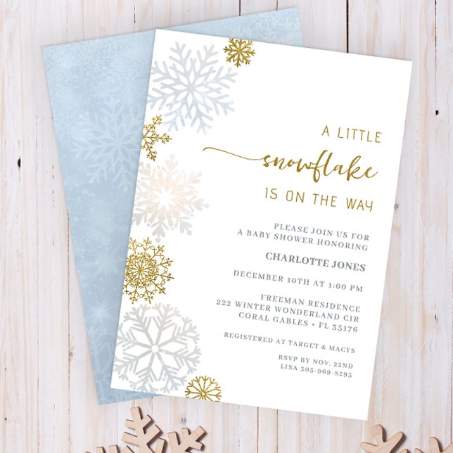 Invitación a Baby Shower de Winter Wonderland (A Little Snowflake Winter Baby Shower Invite)