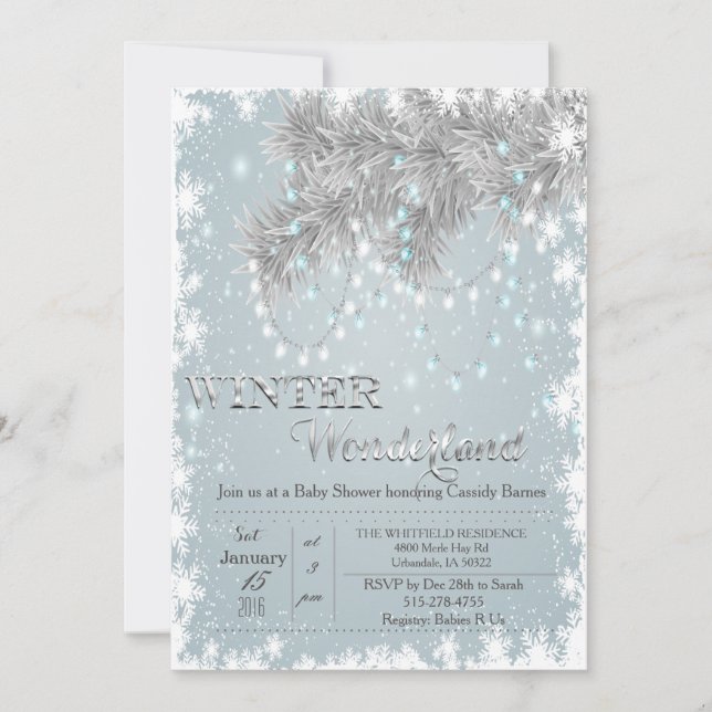 Invitación a Baby Shower de Winter Wonderland (Anverso)