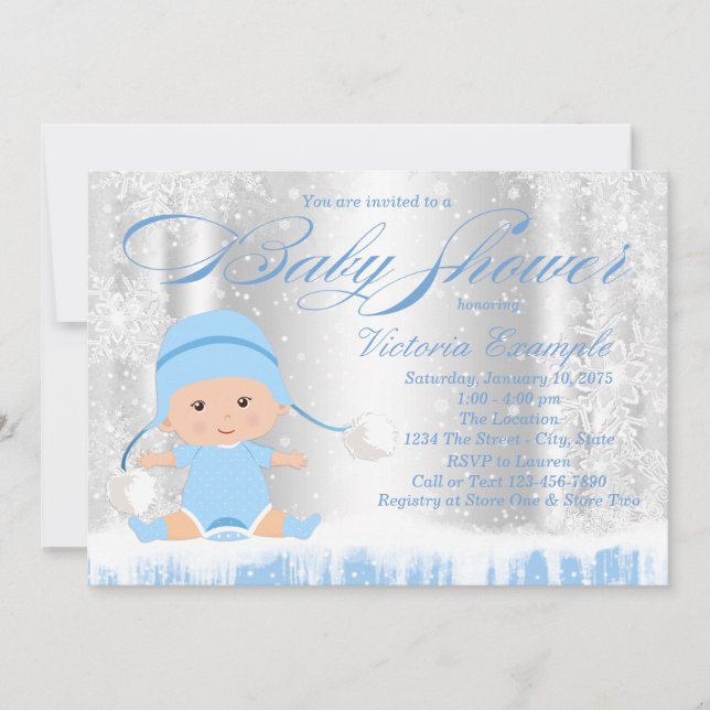 Invitación a Baby Shower de Winter Wonderland Boy (Anverso)