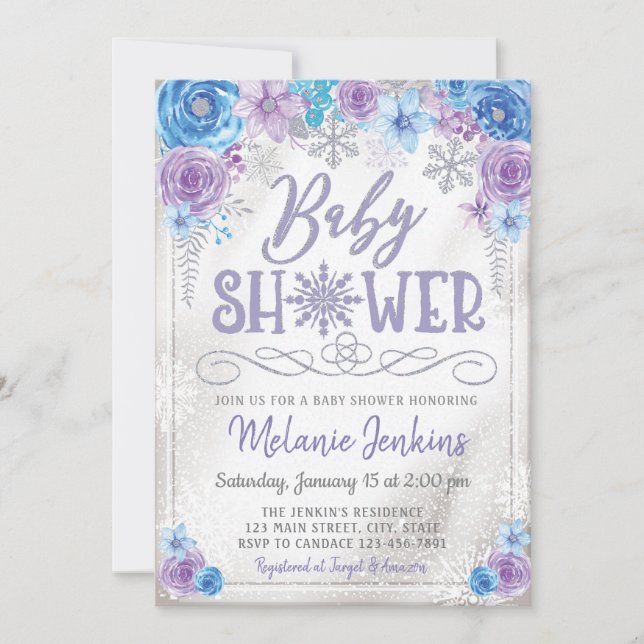 Invitación a Baby Shower de Winter Wonderland Snow (Anverso)