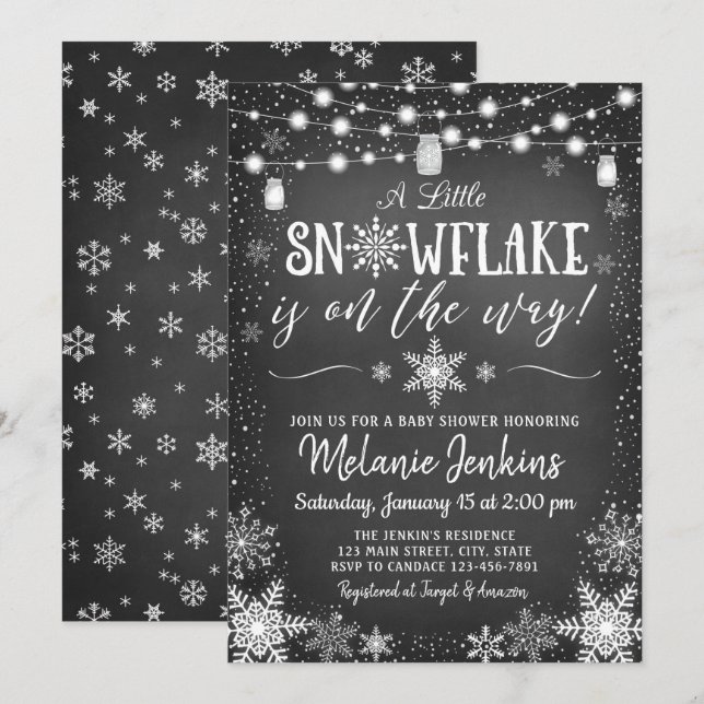 Invitación a Baby Shower de Winter Wonderland Snow (Anverso / Reverso)
