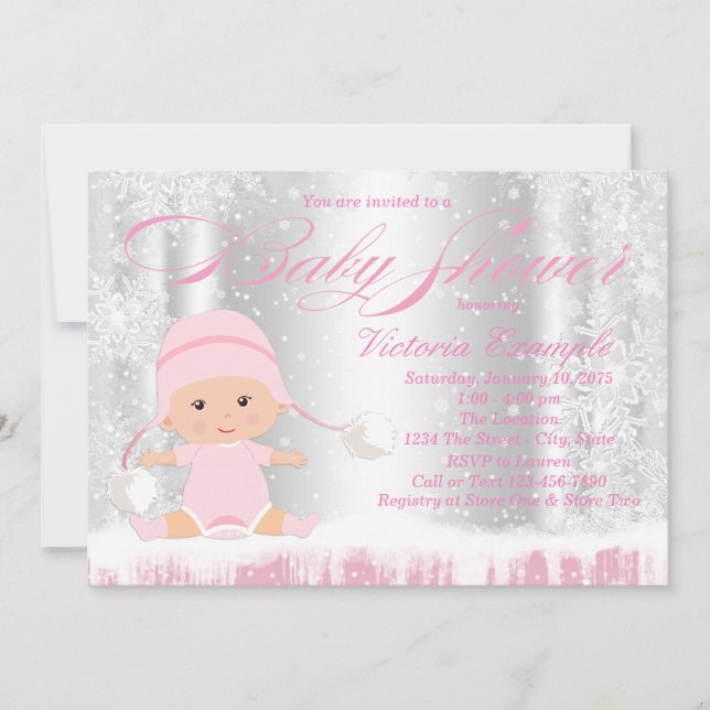 Invitación a Baby Shower de Winter Wonderland Snow (Anverso)