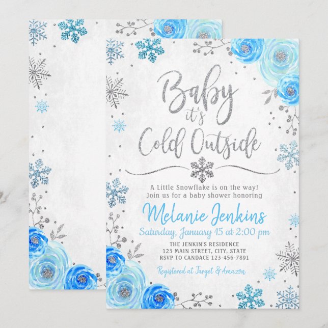 Invitación a Baby Shower de Winter Wonderland Snow (Anverso / Reverso)