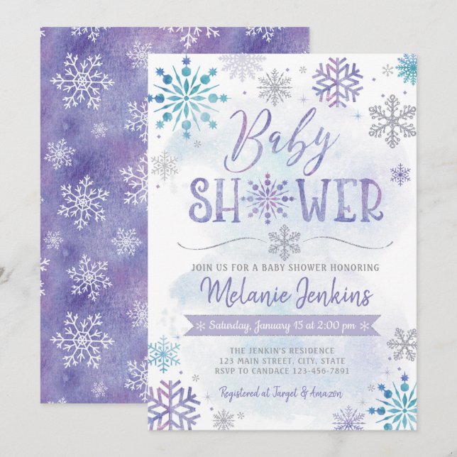 Invitación a Baby Shower de Winter Wonderland Snow (Anverso / Reverso)