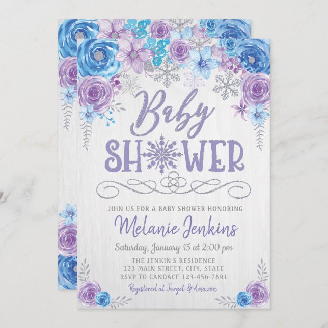 Invitación a Baby Shower de Winter Wonderland Snow (Anverso / Reverso)
