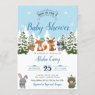 Invitación a Baby Shower de Winter Woodland