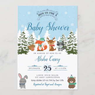 Invitación a Baby Shower de Winter Woodland