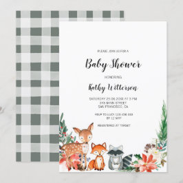 Invitación a Baby Shower de Winter Woodland