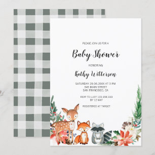 Invitación a Baby Shower de Winter Woodland