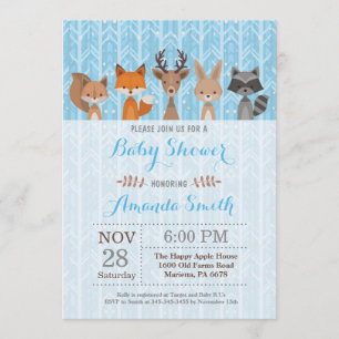 Invitación a Baby Shower de Winter Woodland Animal