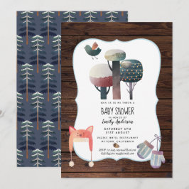 Invitación a Baby Shower de Winter Woodland Rústic