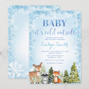 Invitación a Baby Shower de Winter Woodland Snowfl