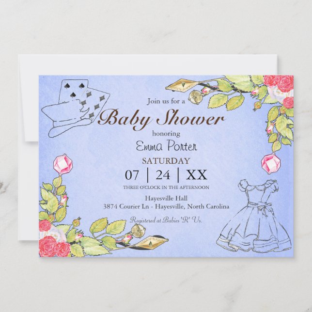 Invitación a Baby Shower de Wonderland Storybook (Anverso)