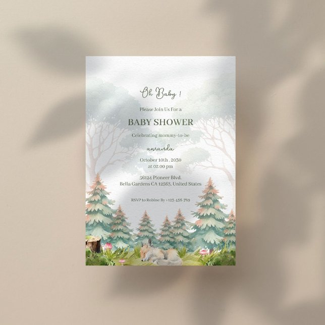 Invitación a Baby Shower de Woodland (Subido por el creador)