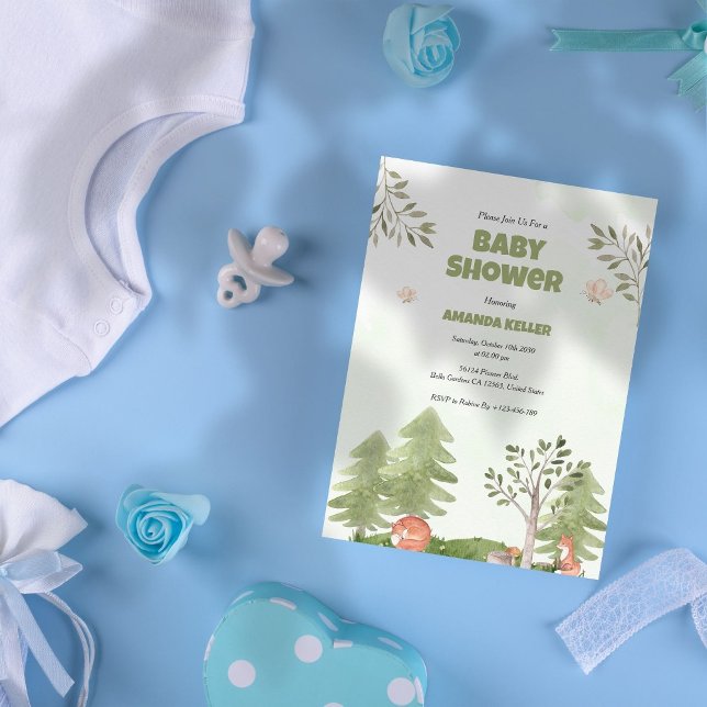 Invitación a Baby Shower de Woodland (Subido por el creador)