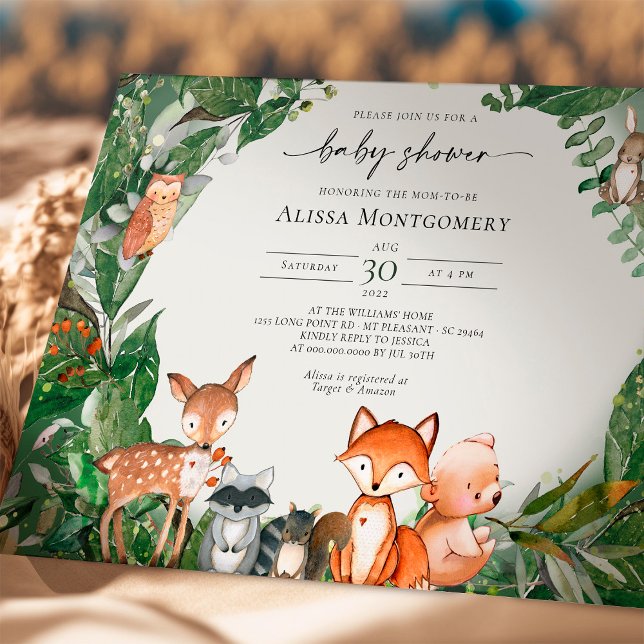 Invitación a Baby Shower de Woodland (Subido por el creador)