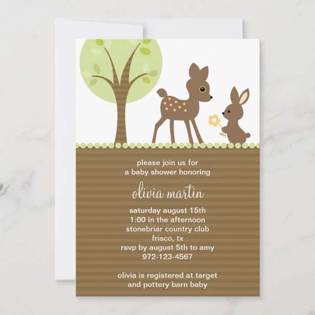 Invitación a Baby Shower de Woodland (Anverso)