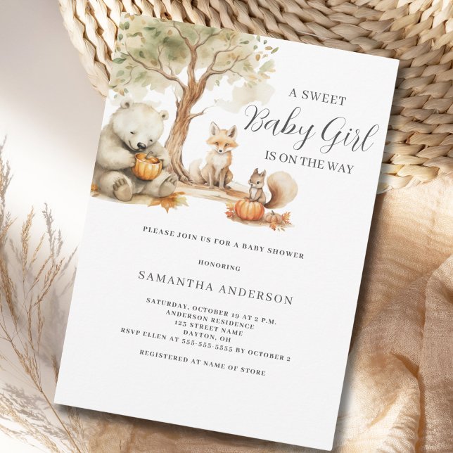 Invitación a Baby Shower de Woodland Animal Chica (Subido por el creador)