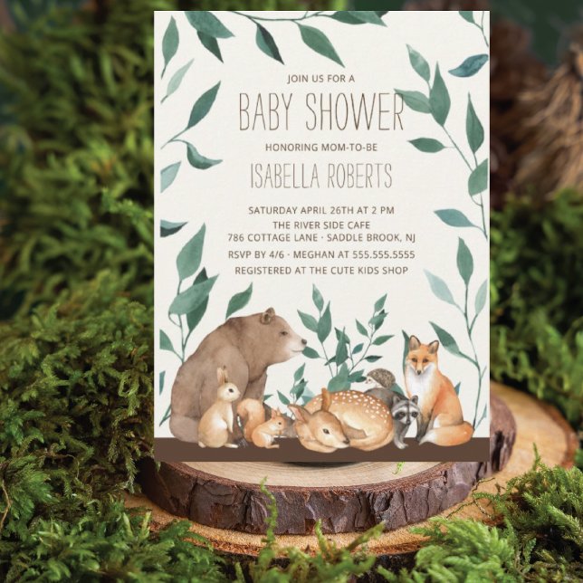 Invitación a Baby Shower de Woodland Animal Friend (Subido por el creador)