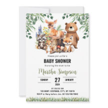 Invitación a Baby Shower de Woodland | Animales de