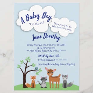 Invitación a Baby Shower de Woodland - Animales fo