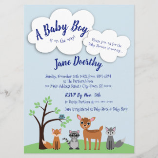 Invitación a Baby Shower de Woodland - Animales fo