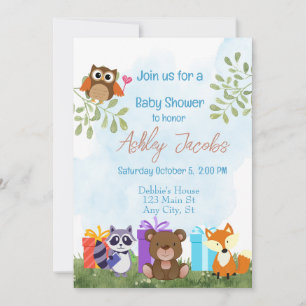 Invitación a Baby Shower de Woodland Animals