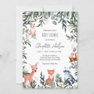 Invitación a Baby Shower de Woodland Animals