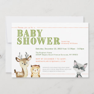 Invitación a Baby Shower de Woodland Animals