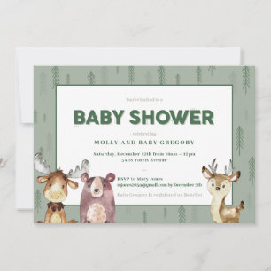 Invitación a Baby Shower de Woodland Animals