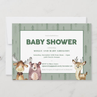 Invitación a Baby Shower de Woodland Animals