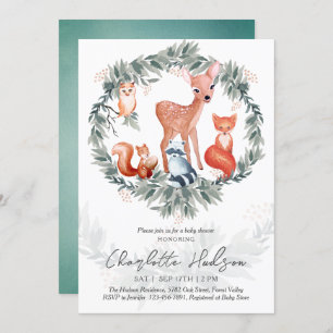 Invitación a Baby Shower de Woodland Animals