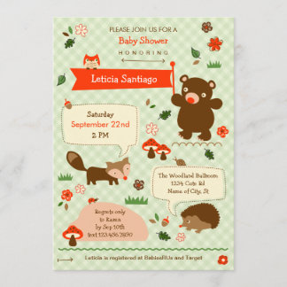 Invitación a Baby Shower de Woodland Animals