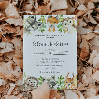Invitación a Baby Shower de Woodland Animals