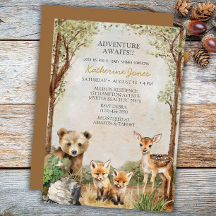 Invitación a Baby Shower de Woodland Animals