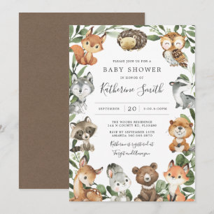 Invitación a Baby Shower de Woodland Animals